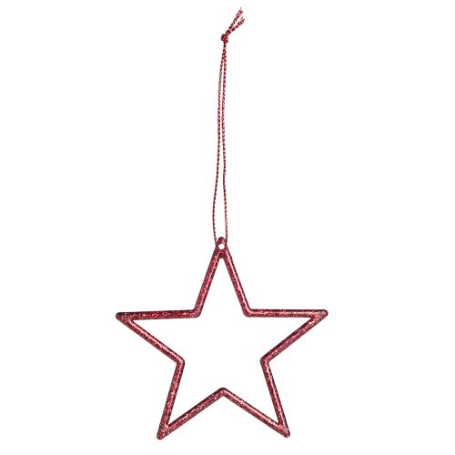 Artículo Estrellas decorativas poinsettias para colgar rojo 7,5cm 40uds