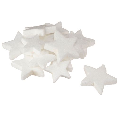 Artículo Estrellas decorativas decoración espolvoreada con purpurina blanca Navidad 4/5cm 36 piezas