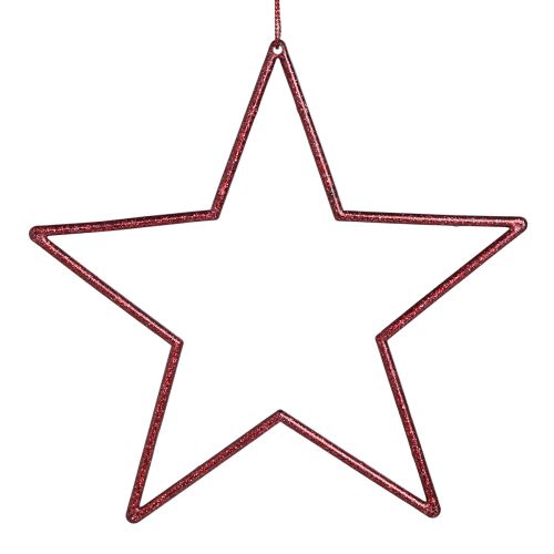 Floristik24 Estrellas decorativas con estrellas rojas brillantes para colgar 18cm 8uds