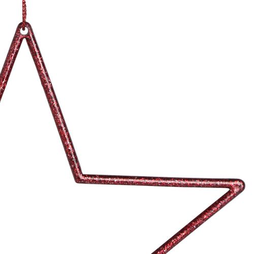 Artículo Estrellas decorativas con estrellas rojas brillantes para colgar 18cm 8uds