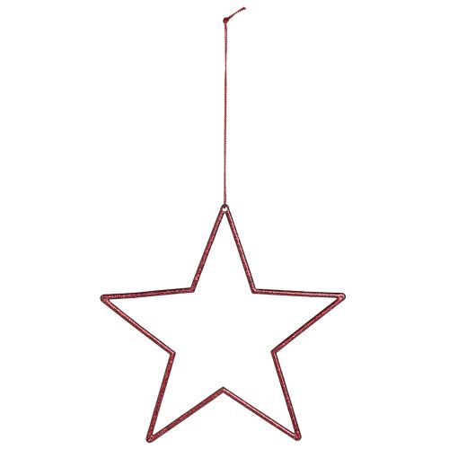 Artículo Estrellas decorativas con estrellas rojas brillantes para colgar 18cm 8uds