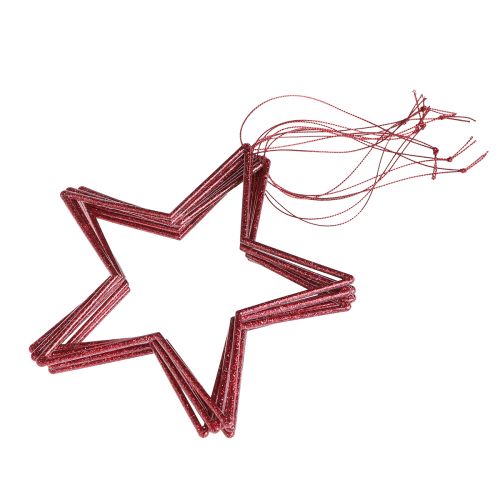 Artículo Estrellas decorativas con estrellas rojas brillantes para colgar 18cm 8uds