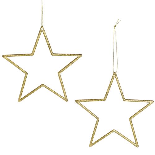 Floristik24 Estrellas decorativas para colgar adornos para árboles dorado Ø12cm 12 piezas