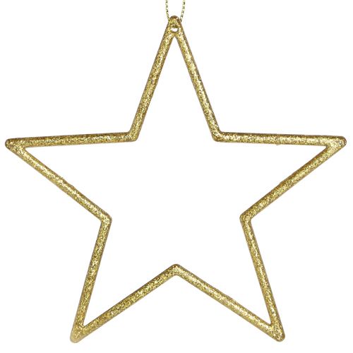 Artículo Estrellas decorativas para colgar adornos para árboles dorado Ø12cm 12 piezas