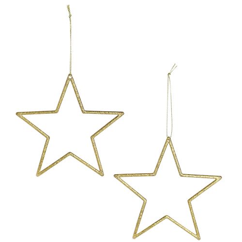 Artículo Estrellas decorativas para colgar adornos para árboles dorado Ø12cm 12 piezas