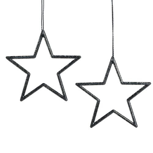 Floristik24 Estrellas decorativas para colgar purpurina negra Ø7,5cm 40 uds.