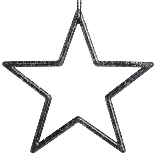 Artículo Estrellas decorativas para colgar purpurina negra Ø7,5cm 40 uds.