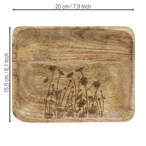 Artículo Bandeja decorativa de madera con estampado floral madera de mango 20×15,5cm