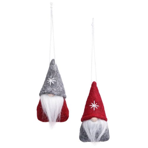 Artículo Gnomo decorativo adornos para árboles de Navidad fieltro rojo gris 5×9cm 6 piezas