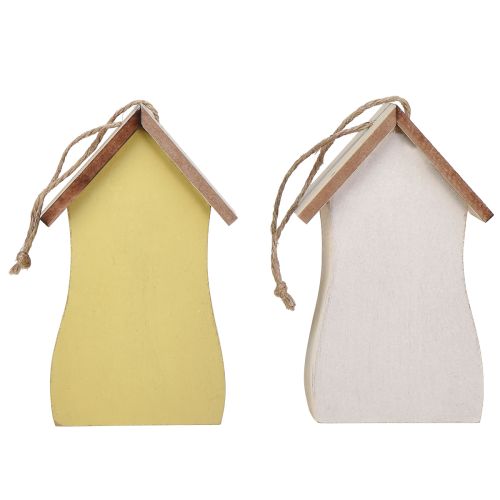 Artículo Decoración para colgar pajarera madera blanco amarillo 13cm 2uds