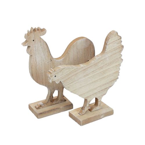 Artículo Pollo decorativo Decoración de Pascua Decoración de mesa de madera 14,5 cm, juego de 2