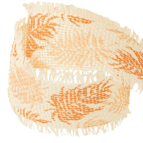 Artículo Cinta decorativa hojas selva tropical cinta de algodón naranja 30mm 15m