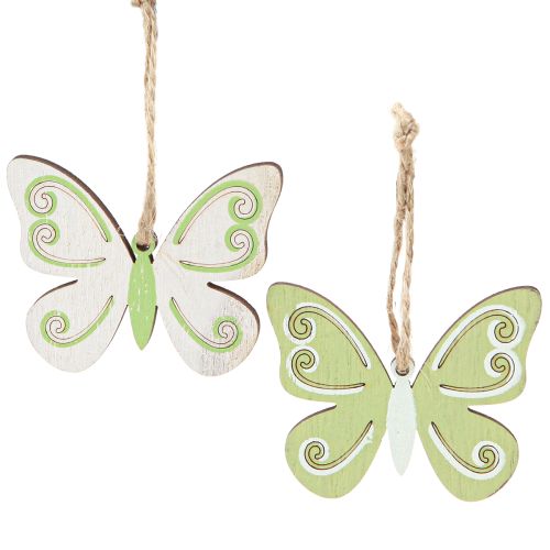 Percha decorativa mariposa decoración madera verde natural 5×6cm 12 piezas