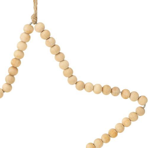 Artículo Percha decorativa Navidad cuentas de madera corazón estrella árbol H20cm 3pcs