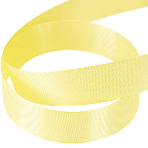 Artículo Cinta decorativa de tafetán, cinta de regalo, color amarillo claro, 25 mm, 50 m