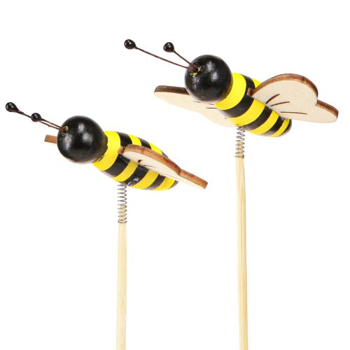 Tapón decorativo abejas decoración madera negro amarillo 6cm H35cm 8 piezas