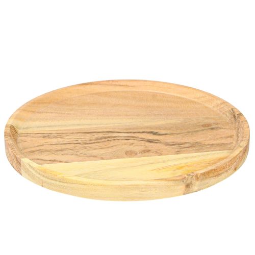 Artículo Bandeja decorativa plato decorativo fabricado en madera de acacia natural Ø20cm