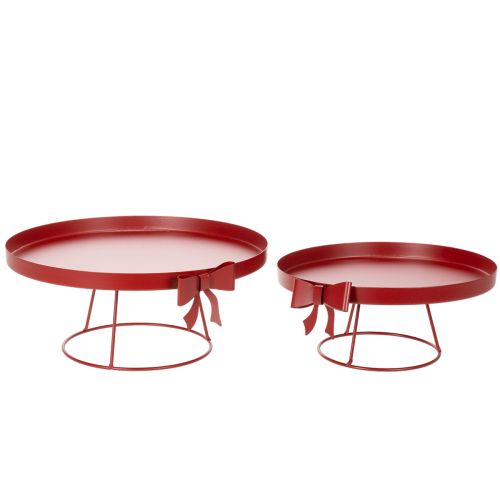 Artículo Bandeja decorativa con soporte y lazo metálico, 30 cm, juego de 2 piezas.