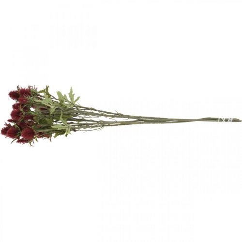 Artículo Cardo Flor Artificial Rojo Borgoña 10 Cabezas de Flores 68cm 3pcs