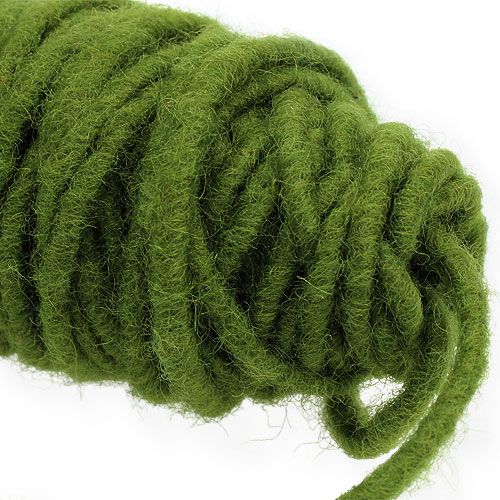 Artículo Hilo de mecha cordón de fieltro cordón de lana verde musgo Ø5mm 50m