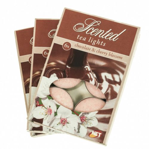 Artículo Velas aromáticas chocolate flor de cerezo, velas de té perfumadas Ø3,5cm H1,5cm 18 piezas