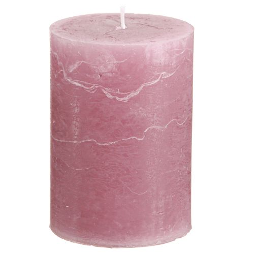 Floristik24 Velas de pilar lisas rosa rosa viejo 70x100mm 4 piezas