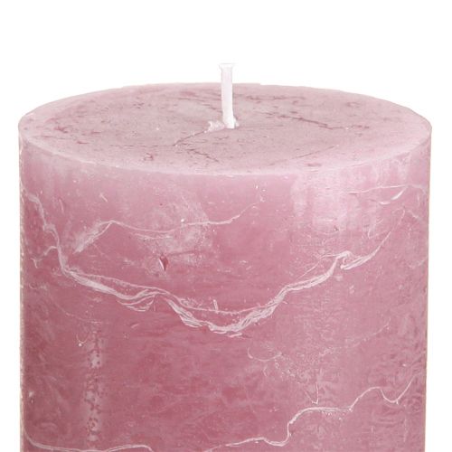 Artículo Velas de pilar lisas rosa rosa viejo 70x100mm 4 piezas