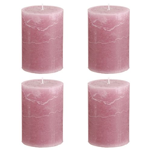 Artículo Velas de pilar lisas rosa rosa viejo 70x100mm 4 piezas