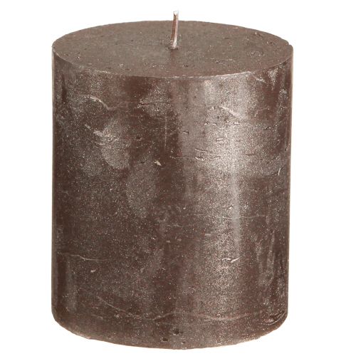 Floristik24 Velas lisas marrón cobre metalizado 70×80mm 4 piezas