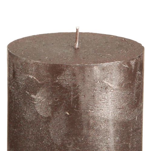 Artículo Velas lisas marrón cobre metalizado 70×80mm 4 piezas