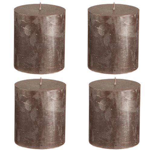 Artículo Velas lisas marrón cobre metalizado 70×80mm 4 piezas