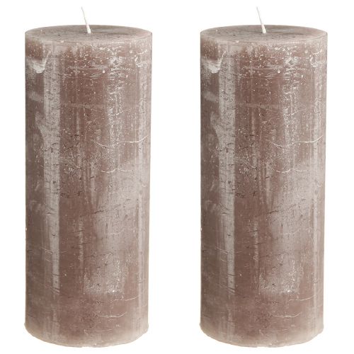 Artículo Velas de colores lisos velas de pilar marrón 85x200mm 2 piezas