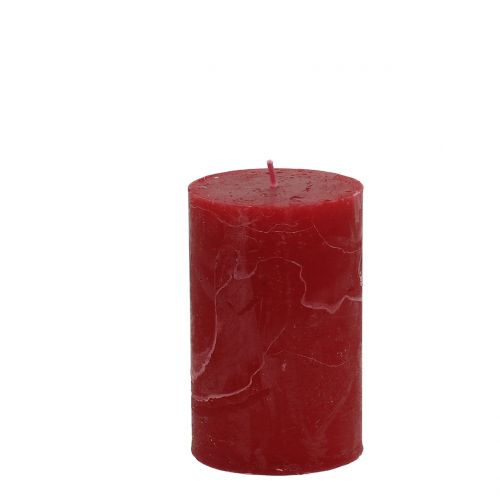 Floristik24 Velas de color liso rojo oscuro 60x100mm 4ud