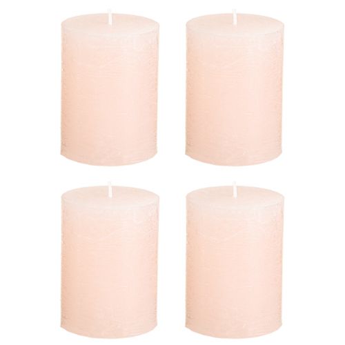 Artículo Velas lisas velas de pilar rosa rosa claro 60×80mm 4 piezas