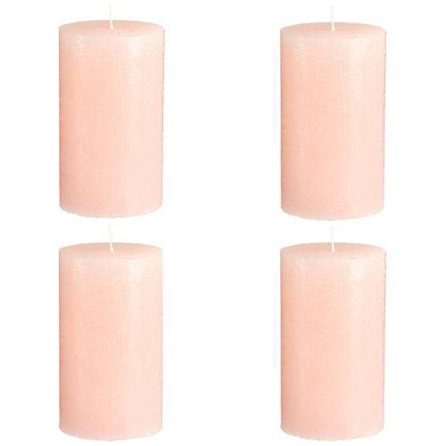 Artículo Velas de colores lisos velas de pilar rosa rosa claro 70×120mm 4 piezas