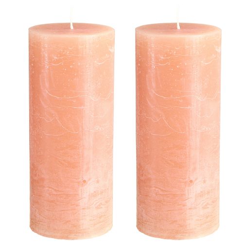 Artículo Juego de 2 velas de pilar, diseño melocotón, 85 x 200 mm - Larga duración de combustión, cera de color en toda la superficie para decoración y relajación