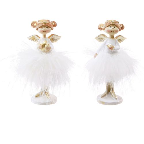 Figuras navideñas decorativas de ángel en oro blanco Al. 10,5 cm 2 piezas