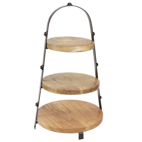 Decoración de madera de 3 niveles negro natural Ø30cm H52cm