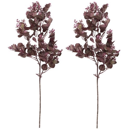 Artículo Rama artificial decorativa Rama de eucalipto burdeos 66cm 2ud