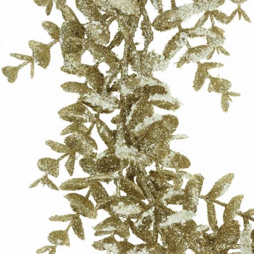 Artículo Corona decorativa eucalipto artificial dorado, nevado Ø36cm
