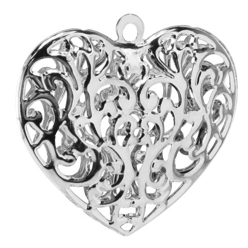 Floristik24 Corazón de filigrana para colgar corazón de metal plateado 5,5×5cm 20uds