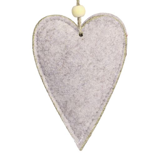 Artículo Corazones de fieltro Adornos para árboles de Navidad corazones beige 8,5×12cm 6 piezas