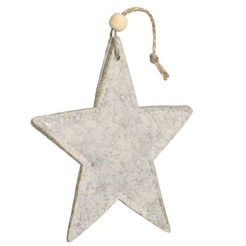 Artículo Estrellas de fieltro para colgar estrellas adornos para árboles de Navidad beige 13cm 6 piezas