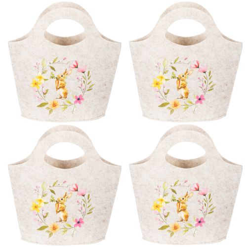 Artículo Bolsa de fieltro con adorable conejito de Pascua, adecuada para primavera y verano, 27 cm, 4 piezas