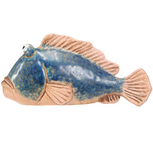 Artículo Decoración de peces cerámica azul natural decoración de verano 22×7×11cm