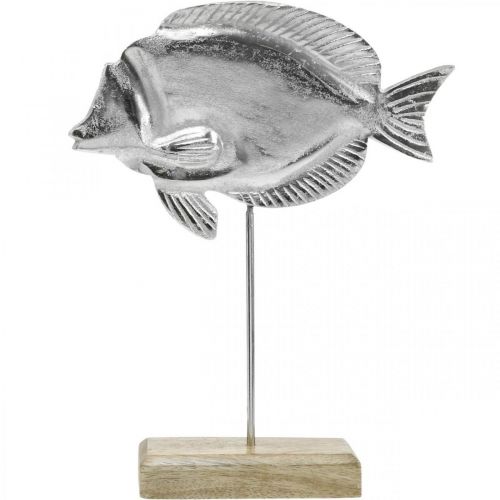 Artículo Pez decorativo, decoración marítima, pez de metal plateado, color natural Al 28,5 cm