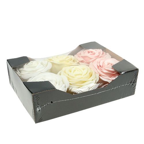 Artículo Foamrose Mix Ø10cm rosa, crema, blanco 6 piezas