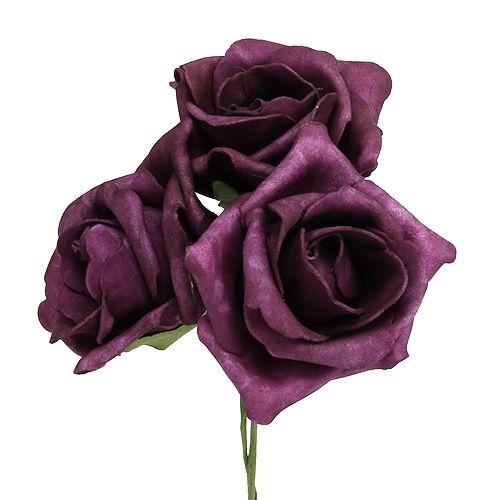 Floristik24 Rosas de foam Ø7,5cm Malva 18uds