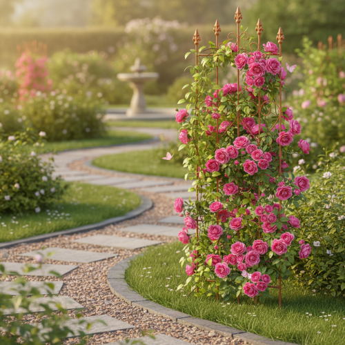 Artículo Enrejado con motivo de corazón Soporte para plantas trepadoras de estilo romántico para caminos de jardín o terrazas, 101 cm