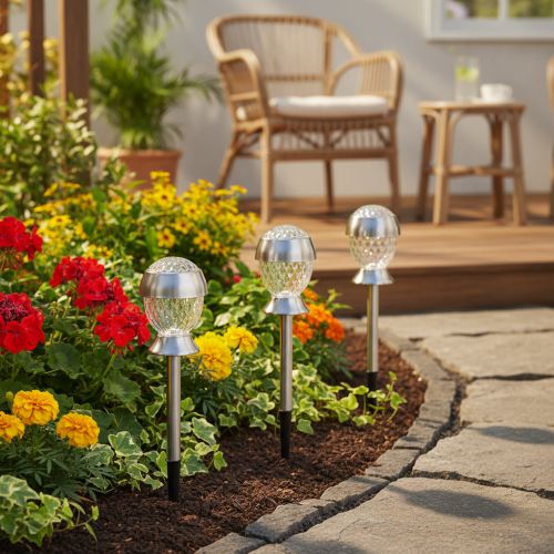 Artículo Luces solares para jardín, tipo globo con estaca para el suelo, 36 cm, 4 unidades